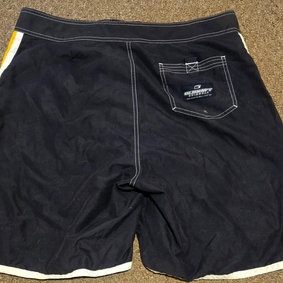 Old Navy Blue Board Shorts with Yellow Stripes. Size Large. - Picture 3 of 3